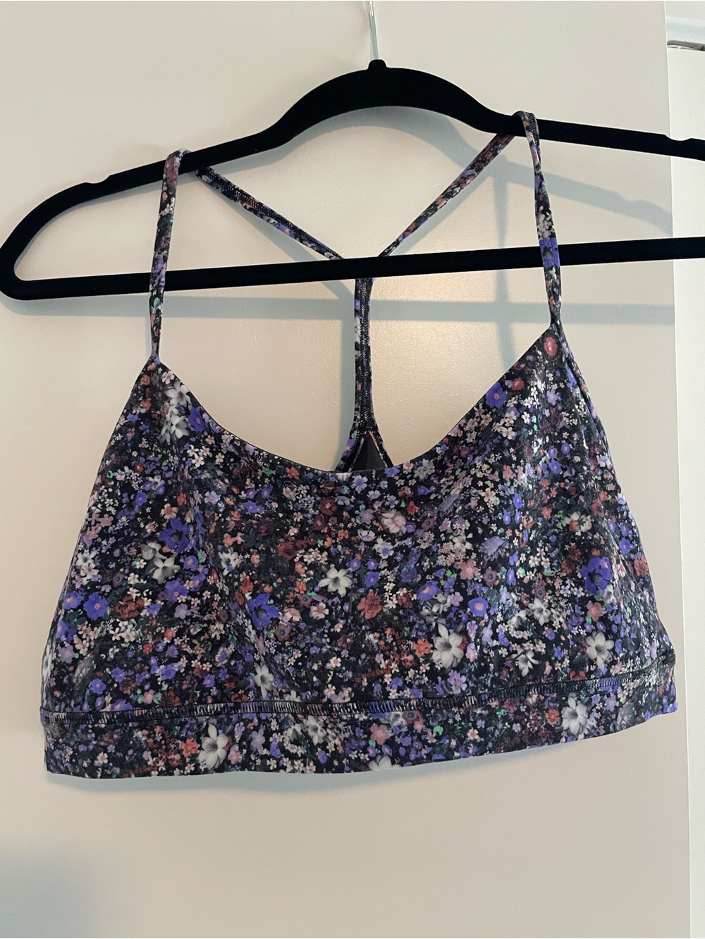 Floral Strappy Bralette Top - purple and black Lululemon size 14